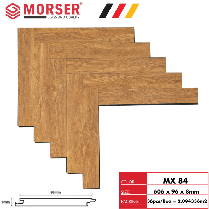 Sàn gỗ xương cá MORSER cốt xanh MX 84 8mm