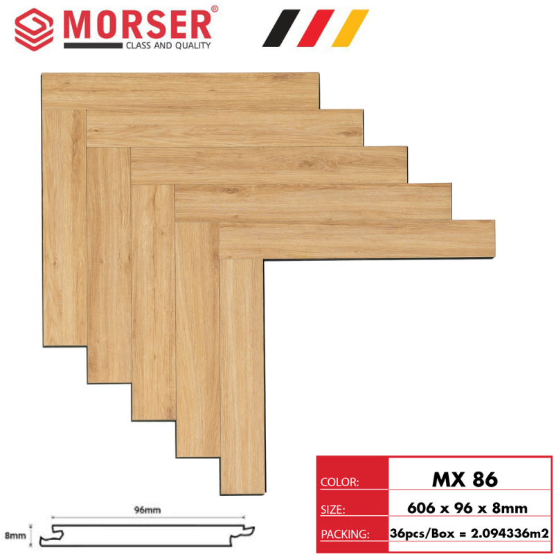 Sàn gỗ xương cá MORSER cốt xanh MX 86 8mm